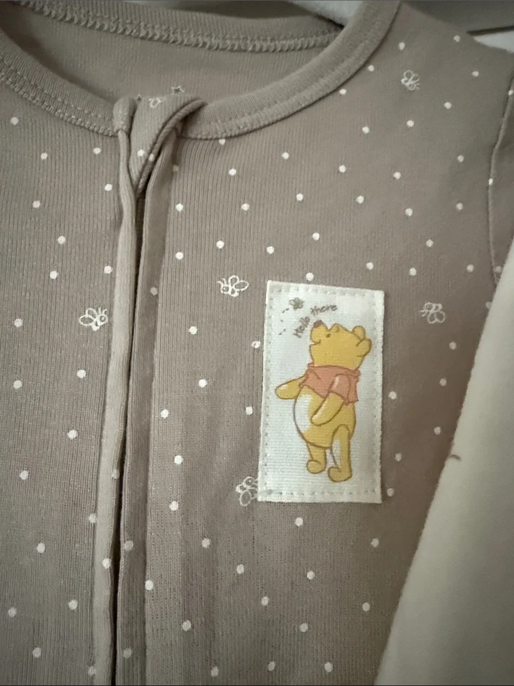 cloud island Neutral Dot & Cream Winnie the Pooh Footed One-Piece Set